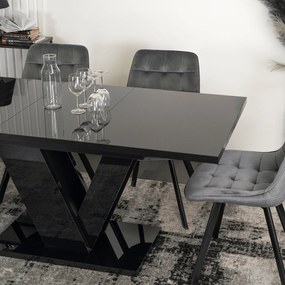 Stół Prostokątny Rozkładany CLARK 120-160 cm Czarny Połysk Glamour
