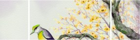 Obraz - Akwarelowy ptaszek na drzewie (170x50 cm)