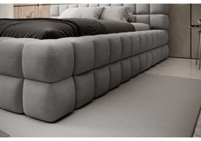 Szare tapicerowane łóżko dwuosobowe ze schowkiem ze stelażem 140x200 cm Dizzle – ELTAP