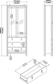 Dwudrzwiowa witryna z szufladami Madrid, kaszmir mat