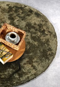 Dywan Cosy Shaggy Zielony Elle Decoration Koło – miękki, wysoki włos 200 cm x 200 cm Certyfikat Oeko-Tex