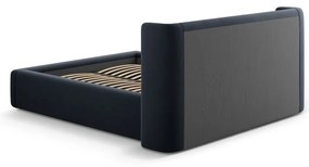 Ciemnoniebieskie tapicerowane łóżko dwuosobowe ze schowkiem ze stelażem 200x200 cm Jason – Windsor &amp; Co Sofas
