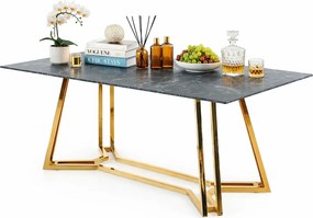 Szklany stół glamour z czarnym marmurkowym blatem T6-C82