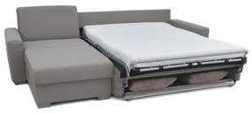 Rozkładany narożnik LEKA L, szary, z pojemnikiem, do codziennego spania
