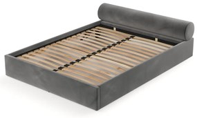 Ciemnoszare tapicerowane łóżko dwuosobowe ze schowkiem ze stelażem 180x200 cm Solvo – Maison de Rêve