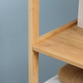 Szafka łazienkowa kleankin, 3 półki, 2 szuflady, bambus, 30 cm x 30 cm x 140 cm, naturalny | Aosom PL