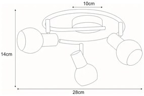 Srebrna lampa sufitowa z 3 regulowanymi kloszami - A759-Orfa