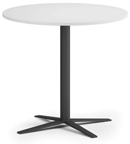 Stolik kawowy AURA, średnica 80 cm, czarna podstawa, biały