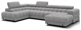 Szary rozkładany narożnik z materiału bouclé (lewostronny/w kształcie litery U) Feraria – ELTAP