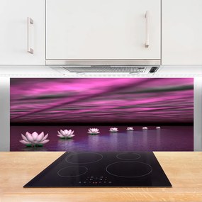 Szkło do Kuchni na Ścianę Lilie Wodne Na Jeziorze