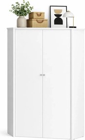 Biała szafa narożna z drążkiem i półkami E3-F44