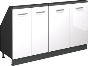 Szafka kuchenna na dach skośny biały wysoki połysk 140x46x81.6 r-line