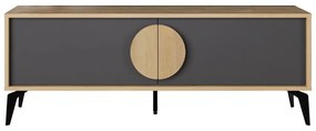 Czarna szafka pod TV w dekorze dębu 140x51 cm Vae – Marckeric