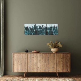 Obraz - Zwierzęta w lesie (z zegarem) (90x30 cm)