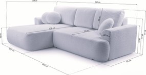 Masseno Narożnik FILO z funkcją spania i pojemnikiem na pościel Narozniki L, Rozkładana sofa - Czarny, CORAL 60