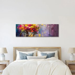 Obraz - Koło z kwiatami (170x50 cm)