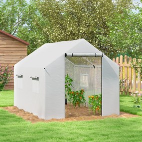 Outsunny Szklarnia 3 x 2 x 2 m tunel foliowy z 4 oknami z siatką, szerokimi rolowanymi drzwiami na zamek, moskitierą, UV-odporna | Aosom PL