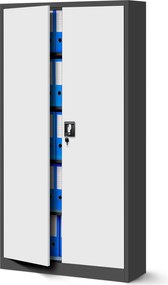 Szafa biurowa na akta wysoka Jan H 90x40x195 cm antracyt/biały