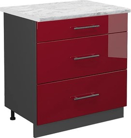 Szafka dolna do kuchni bordowa czerwień wysoki połysk 80x60x82 fame-line