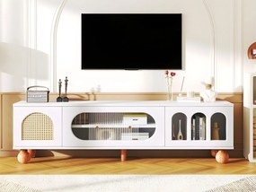 Meble TV 170 cm - 2 drzwi - 3 otwarte strefy łukowe - Biały