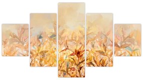 Obraz - Liście w jesiennych kolorach, obraz olejny (125x70 cm)