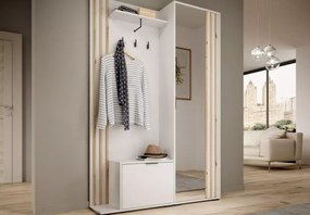 Garderoba z lustrem Belfast 131cm szafa lamele przedpokój siedzisko ławka