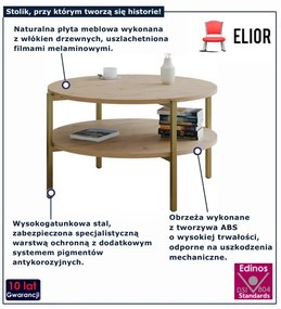 Stolik kawowy na złotym stelażu dąb artisan H2-L71