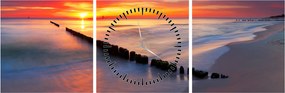 Obraz - Sunset, Baltic Sea, Poland (z zegarem) (90x30 cm)