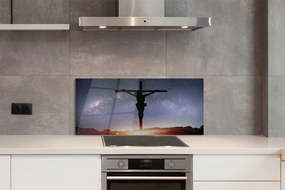 Szklany Panel Ukrzyżowany Jezus na tle Nieba