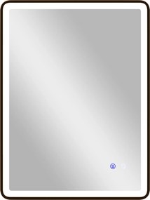 HOMCOM LED Lustro łazienkowe z funkcją przeciwmgielną, lustro do makijażu z oświetleniem, 80 x 60 cm, czarna rama | Aosom PL