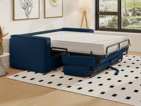 Kanapa 3-osobowa rozkładana typu express z z granatowego weluru sztruksowego z siedziskiem z pianki z pamięcią kształtu - Powierzchnia 140 cm - Materac 22 cmz siedziskiem z pianki z pamięcią kształtu LORETO