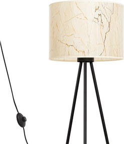 Lampa podłogowa minimalistyczny Nevia, tkanina/PVC/stal - 1 źródło - L.40 x H.135 cm - beżowy marmur/czarny