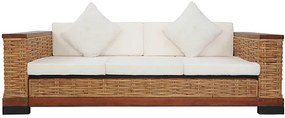 Sofa trzyosobowa - rattan + brąz D0-T97