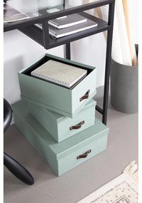 Miętowe kartonowe pojemniki z pokrywką zestaw 3 szt. 31x47x15 cm Inge – Bigso Box of Sweden