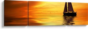 Obraz - Żaglówka o zachodzie słońca (170x50 cm)