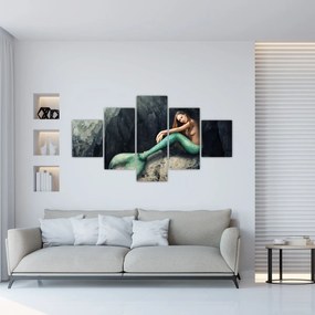 Obraz - Syrenka na skale (125x70 cm)