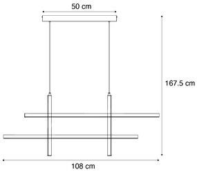 Designerska lampa wisząca H czarna ze złotem z LED z 3-stopniowym ściemnianiem - Joy Nowoczesny Oswietlenie wewnetrzne