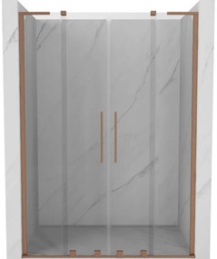 Mexen Velar L Duo drzwi prysznicowe rozsuwane 140 cm, transparent, miedź szczotkowana - 871-140-003-02-65
