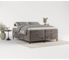 Brązowe łóżko boxspring ze schowkiem 160x200 cm Araya – Maison de Rêve