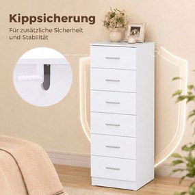 HOMCOM Komoda z 6 szufladami, nowoczesna komoda do sypialni, szafka do przechowywania, 40 x 40 x 110 cm, Biały w wyglądzie drewna | Aosom PL