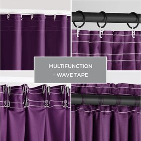 Fioletowa aksamitna zasłona częściowo zaciemniająca (dimout) 140x270 cm Pleat – Restilo