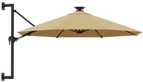 Parasol ścienny z oświetleniem LED taupe - Waren