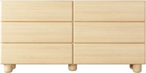 COMO komoda 160 cm 6 szuflad jasne drewno – nowoczesna komoda MDF, push-to-open, pełen wysuw, drewniane nogi, minimalistyczny de