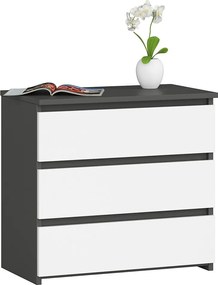 Szafka nocna AKORD CL3 Grafit Szary 60 cm 3 szuflady kolor Biały mat 60x35x57 cm
