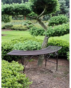 Czarno-ciemnobrązowa metalowa ławka ogrodowa Fuego – Garden Pleasure