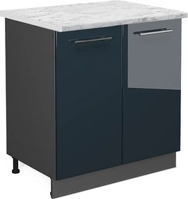 Szafka pod zlew ciemnoniebieski wysoki połysk 80x60x82 fame-line