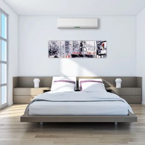 Obraz - Ulica w Paryżu, obraz olejny (170x50 cm)
