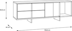 Loftowa szafka RTV z szufladami i półkami Jokkaz 121, dąb Flagstaff/czarny