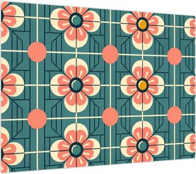 Obraz na szkle - Retro wzór z kwiatami (70x50 cm)