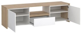 Biało-naturalna szafka pod TV w dekorze dębu 179x52x48 cm Next – Tvilum